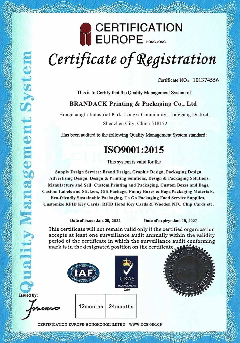 Sertifikat Pendaftaran Sistem Manajemen Mutu ISO 9001:2015